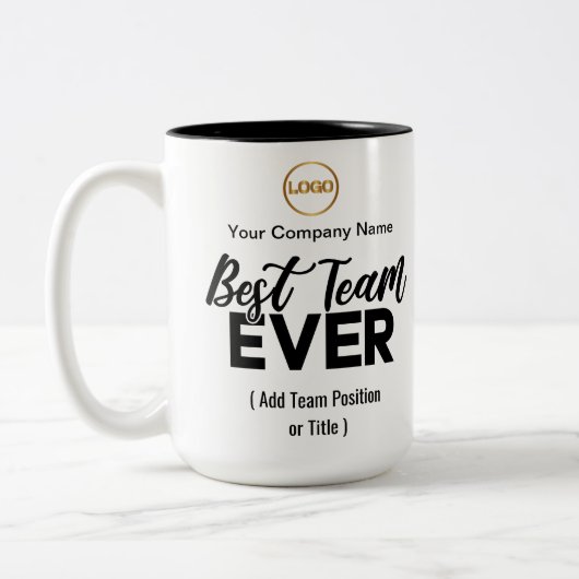 Beste team ooit | Aangepaste naam en Logo Tweekleurige Koffiemok (Links)