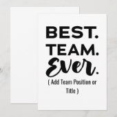 Beste team ooit, aangepaste naam of taak (Voorkant / Achterkant)