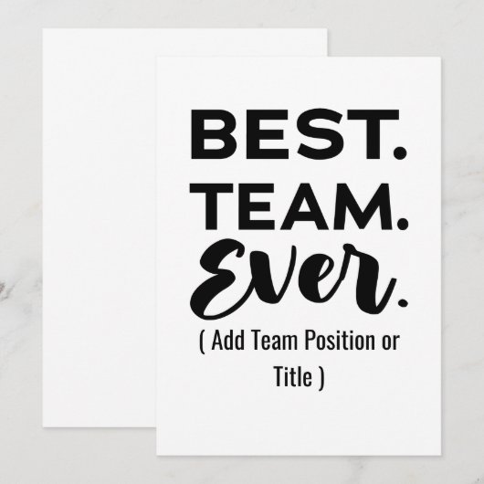 Beste team ooit, aangepaste naam of taak (Voorkant / Achterkant)