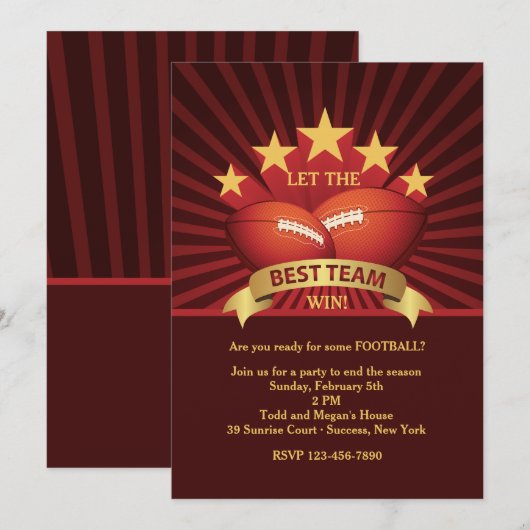 Beste Team Voetbal Feest Uitnodiging (Voorkant / Achterkant)