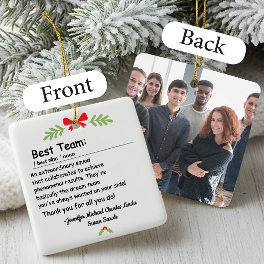 Beste Teamdefinitie Aangepaste Foto Kerstmis Keramisch Ornament