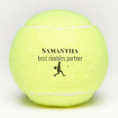 Beste Tennis Dubbel Partner Naam Silhouette Tennisballen (Voorkant)