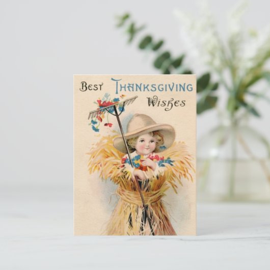 Beste Thanksgiving wenst  kind Feestdagenkaart (Staand voorkant)