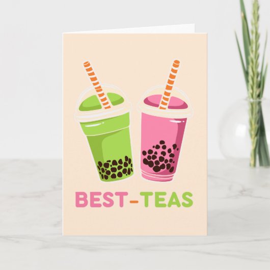 Beste theeas kawaii boba-borebel thee beste vriend kaart (Voorkant)