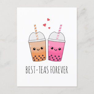 Beste Theeën Schattige Kawaii Boba Thee Pun Liefde Briefkaart