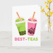 Beste theekawaii boba bubble tea beste vrienden ka kaart (Gele Bloem)