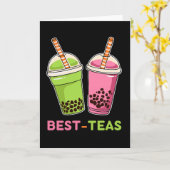 Beste theekawaii boba bubble tea beste vrienden kaart (Gele Bloem)