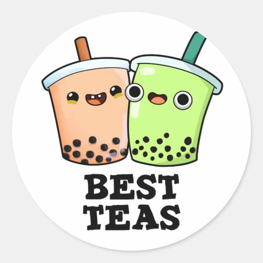 Beste Thees Grappige Besties Boba Theepin Ronde Sticker (Voorkant)