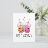 Beste theesoorten Schattige Kawaii Boba Tea Pun Lo Briefkaart (Staand voorkant)