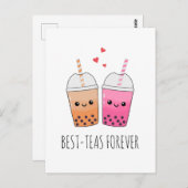 Beste theesoorten Schattige Kawaii Boba Tea Pun Lo Briefkaart (Voorkant / Achterkant)