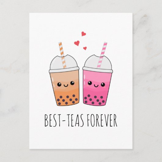 Beste theesoorten Schattige Kawaii Boba Tea Pun Lo Briefkaart (Voorkant)