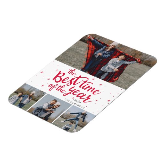 Beste tijd van het jaar Rode Typografie Foto Colla Magneet (Linkerzijde)