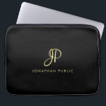 Beste Top Gold Look Typografie Monogram Sjabloon Laptop Sleeve<br><div class="desc">Creëer Uw Eigen Custom Modern Elegant Zwart Faux Goud Typografie Monogram Sjabloon Electronics Bag / Tablet & Laptop Hoesjes / Neopreen Laptop Mouw 13 inch.</div>