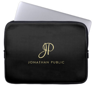 Beste Top Gold Look Typografie Monogram Sjabloon Laptop Sleeve