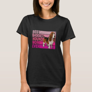 Beste Tricolor Basset Hound Dog Mom Ooit Roze Moed T-shirt