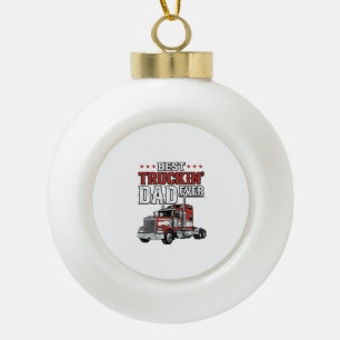 Beste Truckende Papa Ooit Vintage Truck T-Shirt On Keramische Bal Ornament