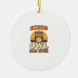 Beste Uil Papa Ooit Vintage Gravure Shirt Ontwerp_ Keramisch Ornament