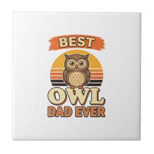 Beste Uil Papa Ooit Vintage Gravure Shirt Ontwerp_ Tegeltje