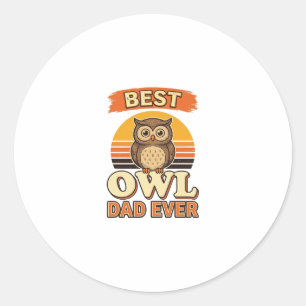 Beste Uil Vader Ooit Vintage Gravure Shirt Ontwerp Ronde Sticker