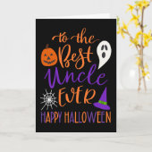 Beste Uncle Ever Halloween in Sinaasappel en Paars Kaart (Gele Bloem)