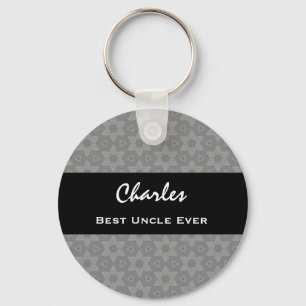 Beste UNCLE Grey Stars Pattern Black Ribbon Name A Sleutelhanger