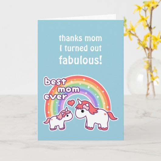 Beste Unicorn Mom Kaart (Gele Bloem)