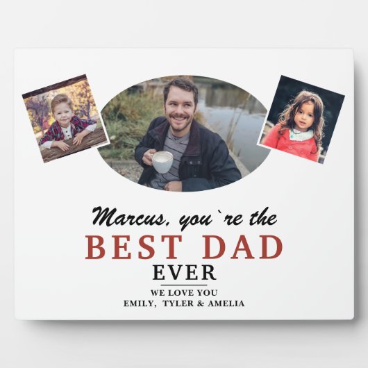 Beste vader 2 Kinder fotocollage priester Plaque Fotoplaat (Voorkant)