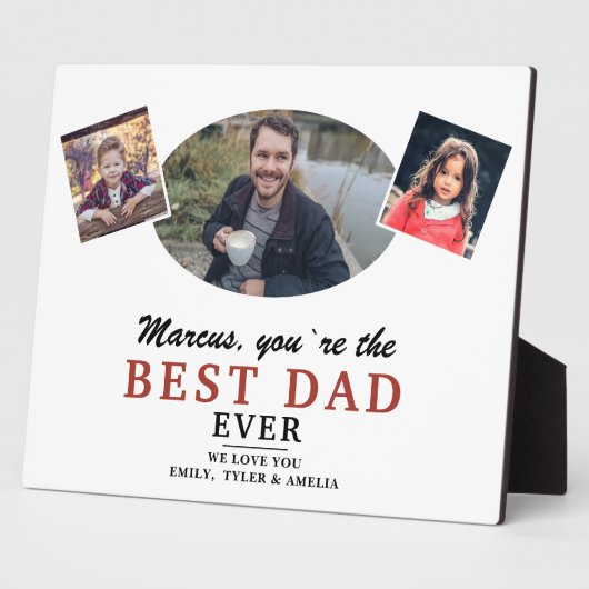 Beste vader 2 Kinder fotocollage priester Plaque Fotoplaat (Zijkant)