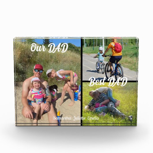 Beste vader 3 Foto Collage Display Block (Voorkant)