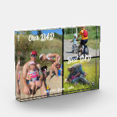 Beste vader 3 Foto Collage Display Block (Links)