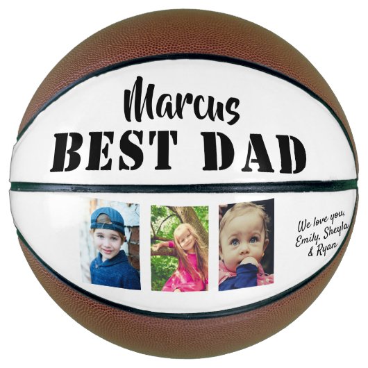 Beste vader 3 Foto Collage Vader Dag Basketbal (Voorkant)