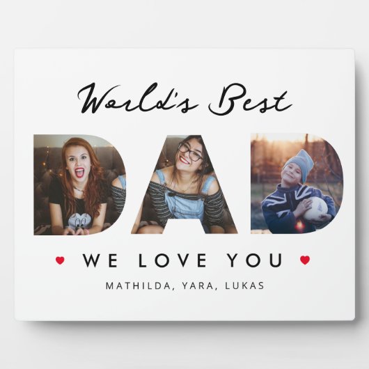 Beste vader 3 van de wereld Foto Collage Fotoplaat (Voorkant)