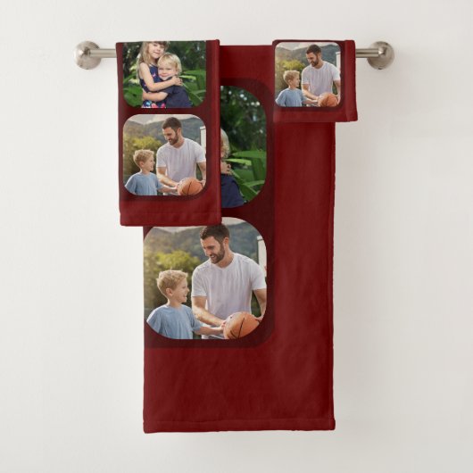 Beste vader 4 foto collage familie vader bad handdoek (Insitu)
