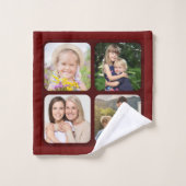 Beste vader 4 foto collage familie vader bad handdoek (Wasdoekje)