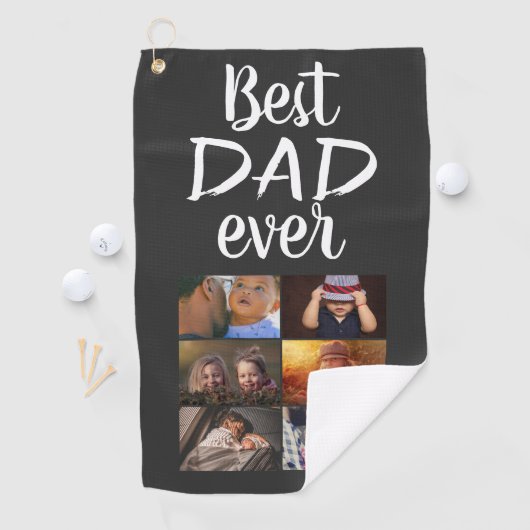 Beste vader 6 Foto Collage Familie Foto Gray Golfhanddoek (Insitu)