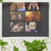 Beste vader 6 Foto Collage Familie Foto Gray Theedoek (Gevouwen)