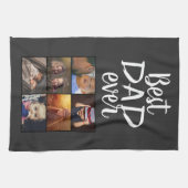 Beste vader 6 Foto Collage Familie Foto Gray Theedoek (Horizontaal)