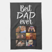 Beste vader 6 Foto Collage Familie Foto Gray Theedoek (Verticaal)