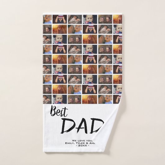 Beste vader 6 Foto Collage Family Photo Patroon Handdoek (Handdoek)