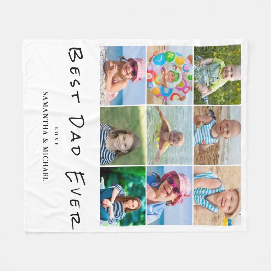 Beste vader 9 Foto Collage Fleece Deken (Voorkant (Horizontaal))
