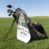 Beste vader 9 Foto Collage Golf Towel Golfhanddoek (Groen)