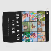Beste vader 9 Foto Collage Golf Towel Golfhanddoek (Horizontaal)