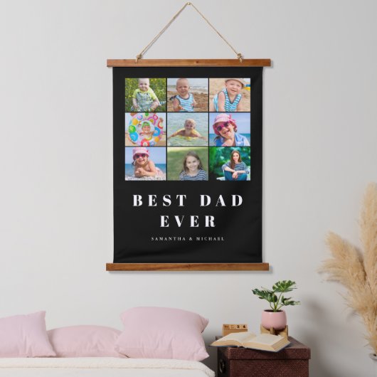 Beste vader 9 Foto Collage Hangend Wandkleed (Slaapkamer)