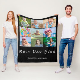 Beste vader 9 Foto Collage Naam Fleece Blanket