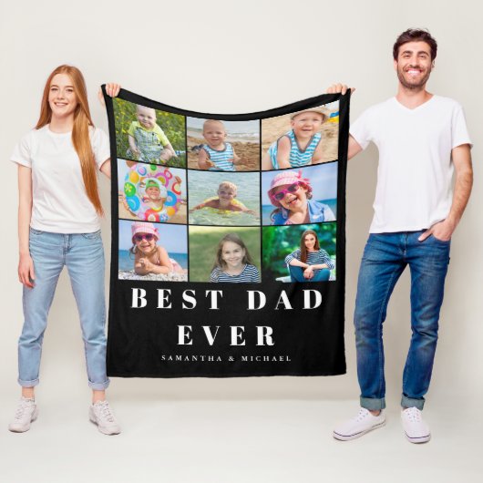 Beste vader 9 Fotonaam Fleece Blanket Deken (In situ)