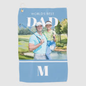 Beste Vader Aangepaste Foto Monogram Golfbaan Golfhanddoek (Voorkant)