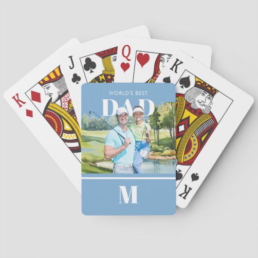 Beste Vader Aangepaste Foto Monogram Golfbaan Pokerkaarten (Achterkant)