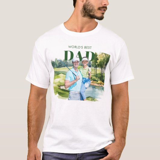 Beste Vader Aangepaste Foto Monogram Golfbaan T-shirt (Voorkant)