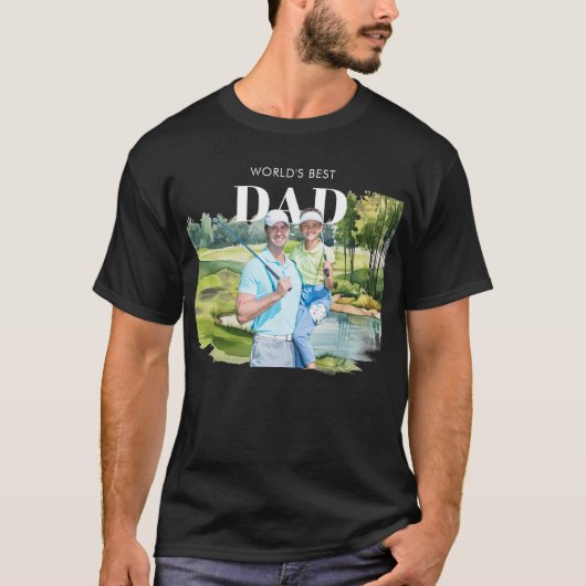 Beste Vader Aangepaste Foto Monogram Golfbaan T-shirt (Voorkant)