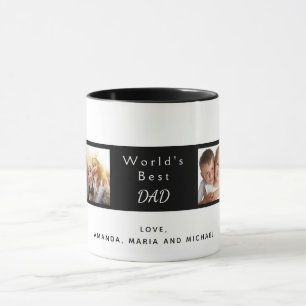 Beste vader aangepaste fotocollage wit zwart mok